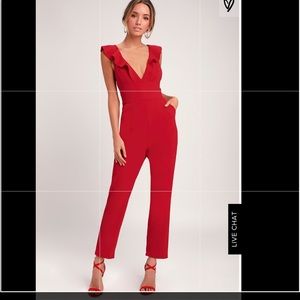 Lulus Black Ruffle Jumpsuit sz L